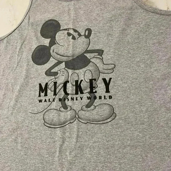 Vintage Walt Disney World Mickey Mouse Gray Tank Top Size Adult Large - Picture 2 of 4